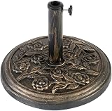 Straame 9KG Cast Iron Effect Parasol Base Floral Rose Garden Outdoor Umbrella