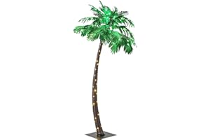 Lightshare 7 Feet Palm Tree 96LED Lights Artificial Fake Tree Decoration for Tiki Bar Outside Patio Porch Pool Christmas Nati