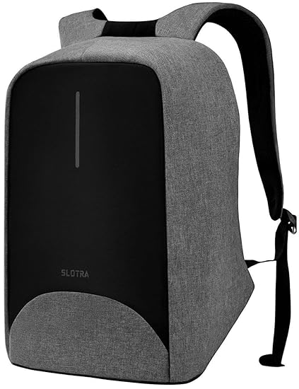 SLOTRA Anti Diebstahl Laptop Rucksack mit USB Ladeanschluss 15,6 Zoll Wasserabweisend Business Travel Schultasche Check Point