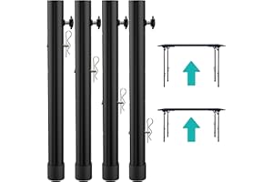 ruiru bro Table Leg Extenders for Folding Tables Straight/Bent Leg,Heavy Duty Folding Table Leg Extensions,4 Levels/Heights Adjustable Risers-Ideal for Improving Your Back Pain(4-Pack)