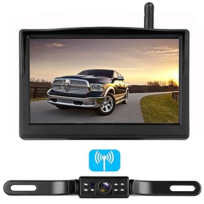 RV Digital Wireless Backup Camera System with 5 inch LCD Monitor Truck Rear View Camera Without Color Difference Night Vision Waterproof Easy Installation