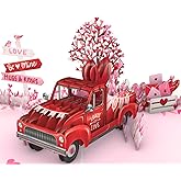 HEARTAGS- 3D Truck Valentines Card, Pop Up Valentines Day Card For Wife, Husband, Him, Her, Girlfriend, Boyfriend, Adults | 6x8 in Romantic Valentine Pop Up Cards With Envelope