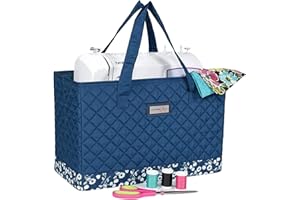 Everything Mary Universal Sewing Machine Carrying Case, Blue - Portable Tote Cover Bag for Brother, Singer & Most Machines - Supply Organizer for Crafts, Nursing, & Medical
