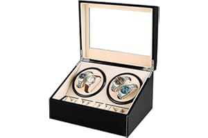 LIAN 4 Automatic Watch Winder with 6 Storage Case for Men Women Watches Japanese Mabuchi Quiet Motor AC Adapter Birthday Gift