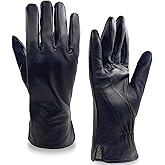 Zjjseloru Womens Clod Weather Gloves Lambskin leather Cashmere or Wool Lined