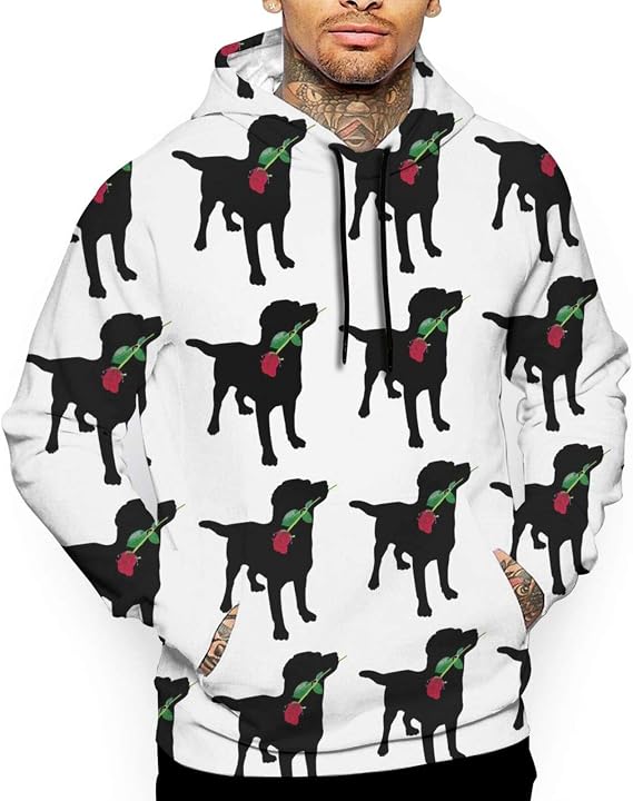 dog holding hoodie