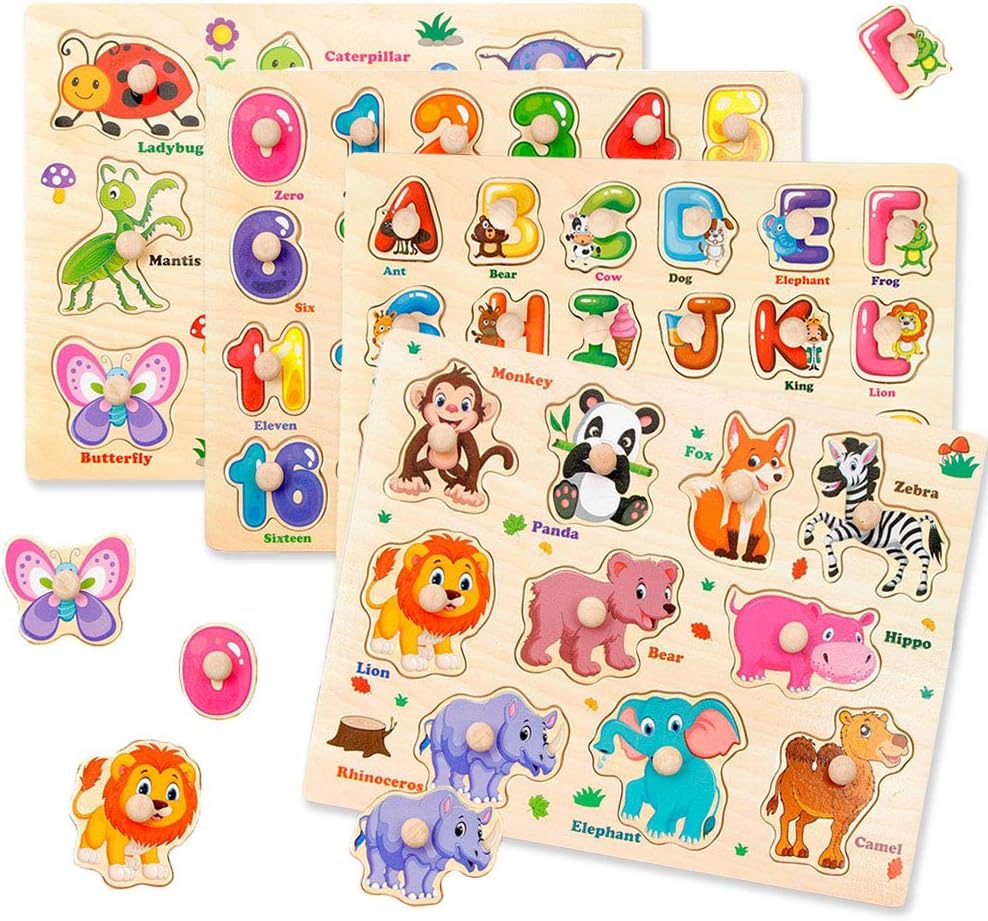 Preschool Educational Peg Puzzles Toys for 25 Years Old Boys and Girls