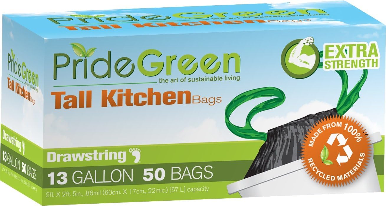 PrideGreen Extra Strength Kitchen Trash Bags, 50 Count