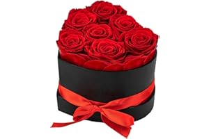 Festive Find Store Preserved Flowers Heart Shape Box 7 Preserved Roses, Immortal Red Roses Gift for Him Her, Eternal Fresh Flowers for Fathers Day Men Women Valentines Day Gifts for Dad