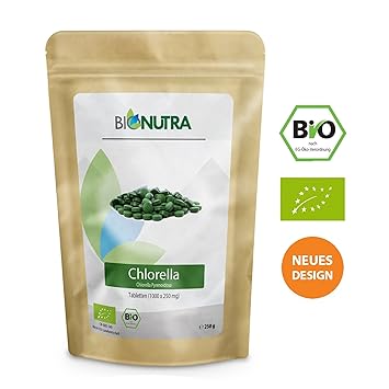 BioNutra Chlorella-Presslinge Bio 250 g, 1000 x 250 mg Tabletten, ohne Zusätze, rückstandskontrolliert, membrangebrochen, aus