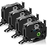 P Touch Label Tape 18mm Black Replacement for Brother TZe-345 TZe345 TZe TZ Tape 18mm 0.7 Laminated Black Label Maker Tape, Compatible with Brother PT-D400 PT-D410 PT-D600 PT-D610BT PT-P710BT, 4-Pack