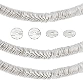 PH PandaHall 300pcs 6mm Disc Spacer Beads Silver Flat Bead Long-Lasting Plated Beads Metal Brass Heishi Bead for Bikini Chain Stackable Necklace Bracelet Jewelry Making