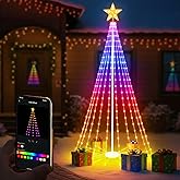 Probro 8 FT 340 LEDs Smart Outdoor Christmas Tree with App Control, IP65 Waterproof, 85+ Modes, Easy Setup Metal Frame Cone Tree for Yard, Christmas Party, Holiday Decorations