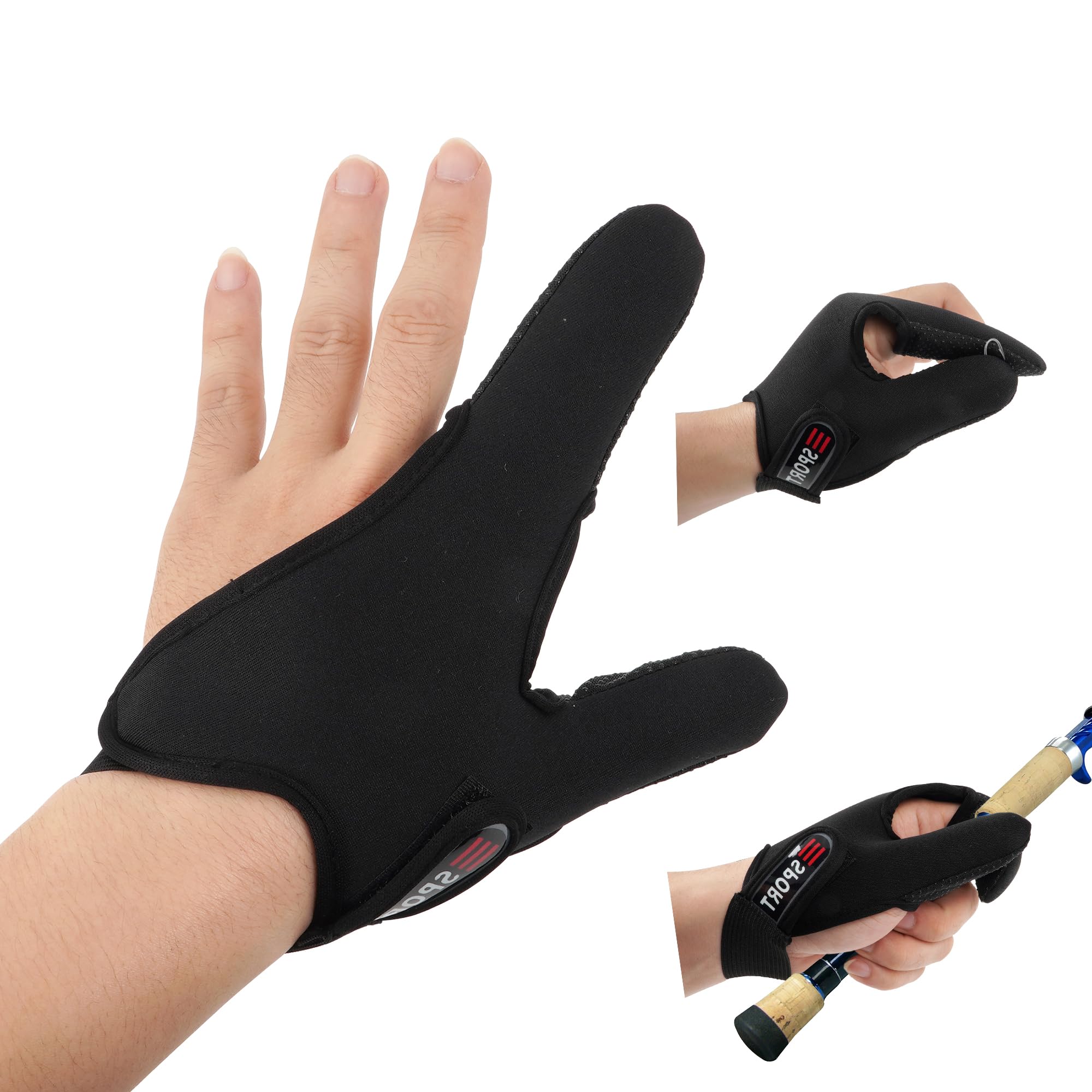 LA HAUTE Fishing Protective Gloves Finger Stall Fishing Accessories Casting Gloves Fishing, Left Hand, Black