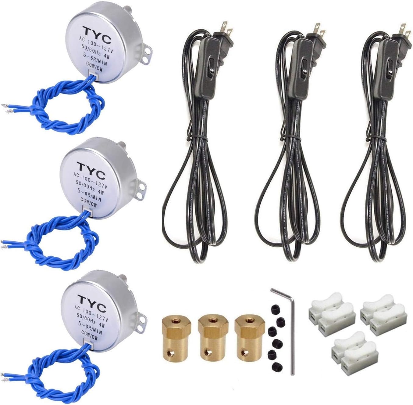 3PCS Synchronous Synchron Motor Turntable Motor Electric Synchron Motor For Cup Turner, cuptisserie, Tumbler Cup Rotator with 7mm Flexible Coupling 100-127VAC 50/60 Hz 4W CCW/CW (5-6RPM) - - 