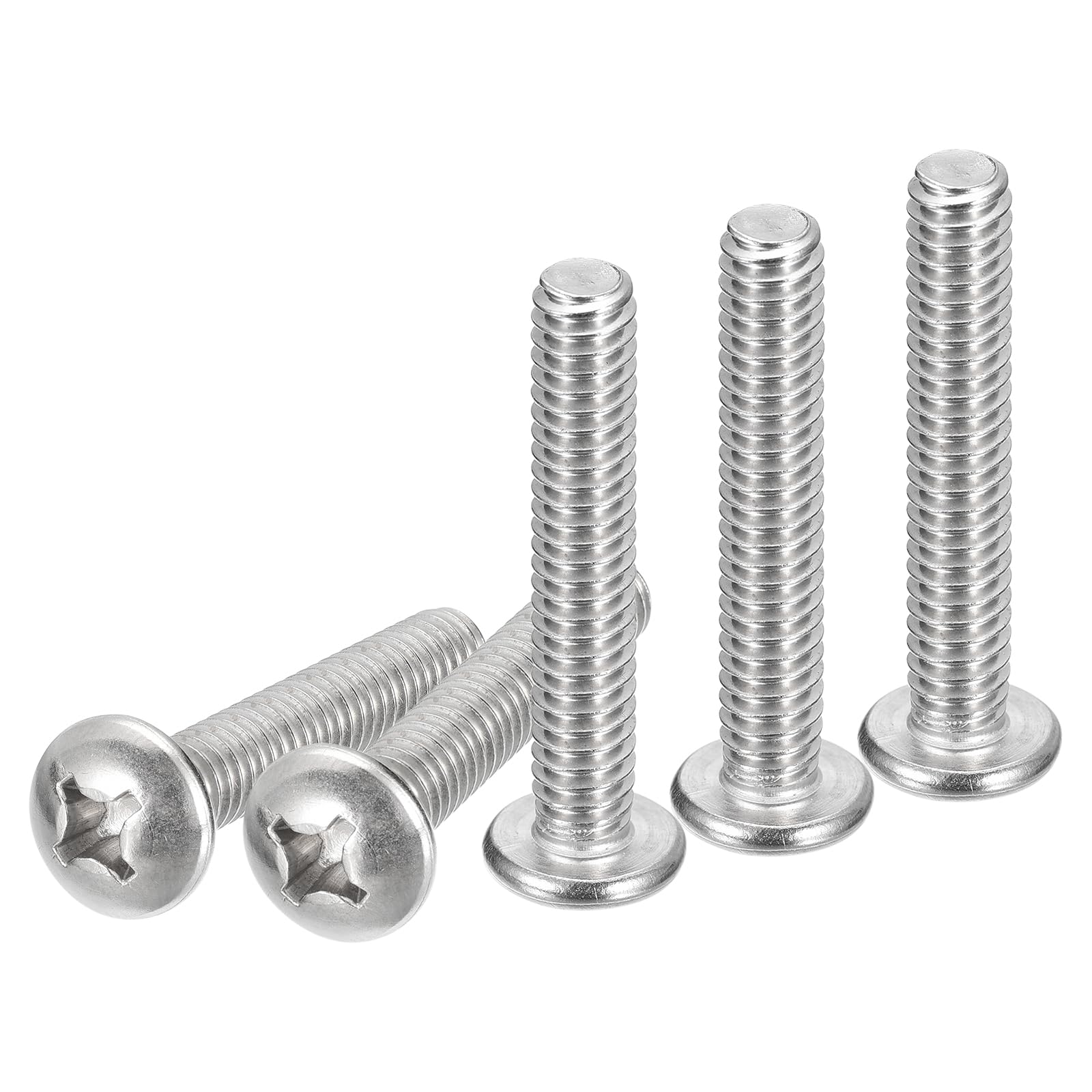 DTGN 1/4-20x1-1/2" Pan Head Machine Screws, 50Pcs 304 Stainless Steel, Phillips Drive, UNC Full Thread, Bright Finish, Screws Bolts Kit