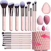 BS-MALL Makeup Brushes Premium Synthetic Foundation Powder Concealers Eye Shadows 18 Pcs Brush Set with 5 sponge & Holder Spo
