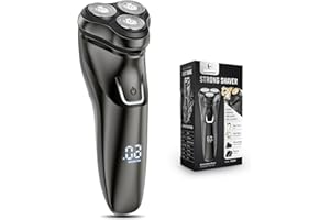 SHPAVVER Electric Razor for Men Cordless: Wet/Dry Rotary Shaver Waterproof - USB Fast Charging & Sensitive Skin Care - Pop up Trimmer & Precision Blades Pro Black