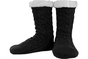 BenSorts Men Fuzzy Slipper Socks with Grippers Non Slip Indoor House Socks Christmas Gifts