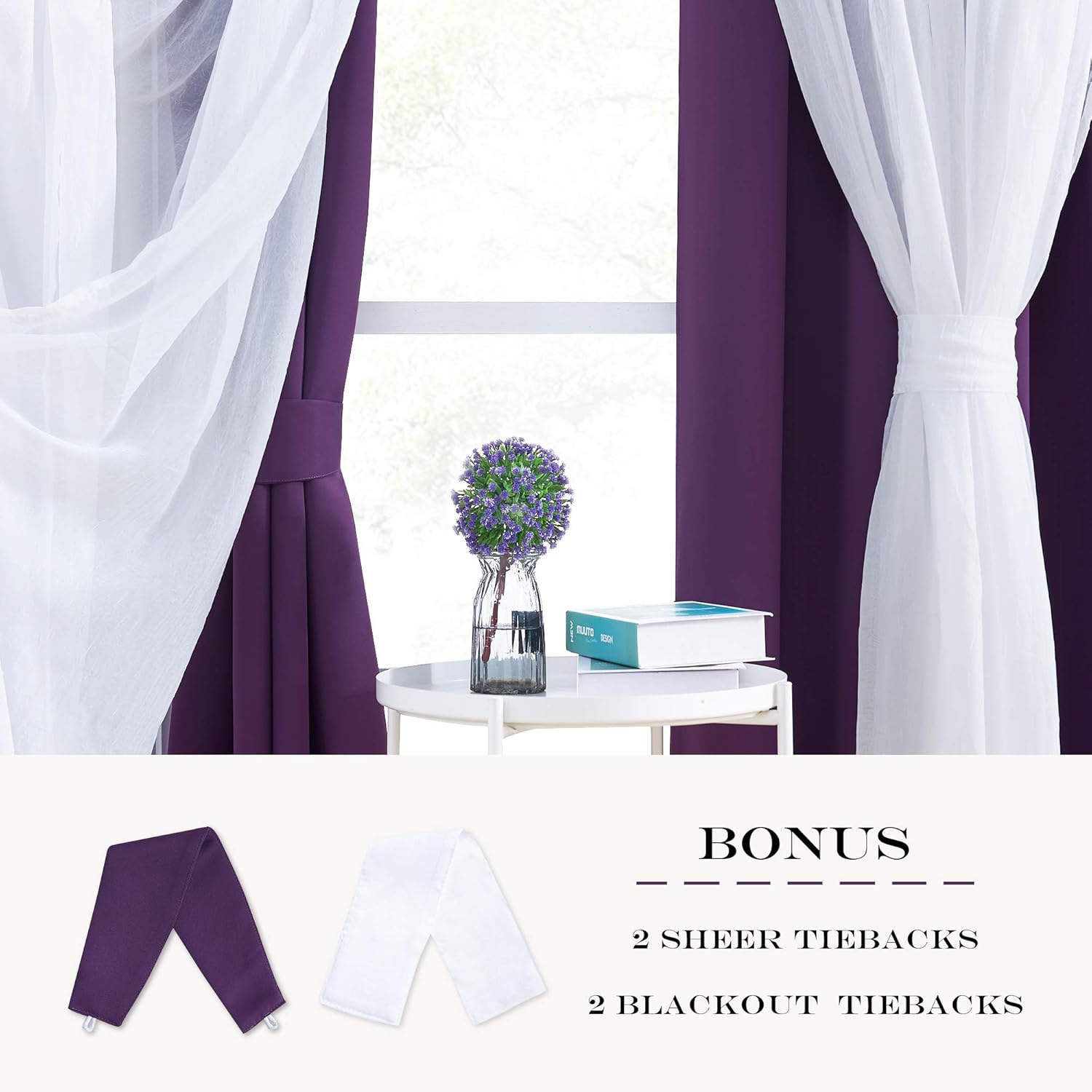 PONY DANCE Living Room Curtains - Window Treatments Grommet Top Blackout Curtains Crushed Sheer with Tie Backs for Home Decor 52 W x 84 L in, Royal Blue, One Pair: Home & Kitchen