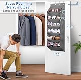 MISSLO Door Shoe Rack Over the Door Organizer Holds 12 Pairs Grey view 2