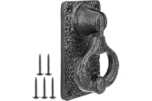 Eumtenr Black Door Knocker for Front Door, Heavy Duty Cast Iron Exterior Home Door Knocker for Doors, for Vintage Wooden Barn Shed Doors, Garden, Wooden House, Farmhouse, Home Décor Accessories