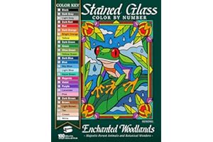 Enchanted Woodlands Stained Glass Color by Number: Majestic Forest Animals and Botanical Wonders