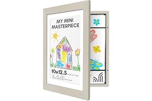 Americanflat 10x12.5 Kids Art Frame - Front Loading Picture Frame - Use as 8.5x11 Frame with Mat or 10x12.5 Frame Without Mat - My Mini Masterpiece - Holds 100 Artworks - Light Wood