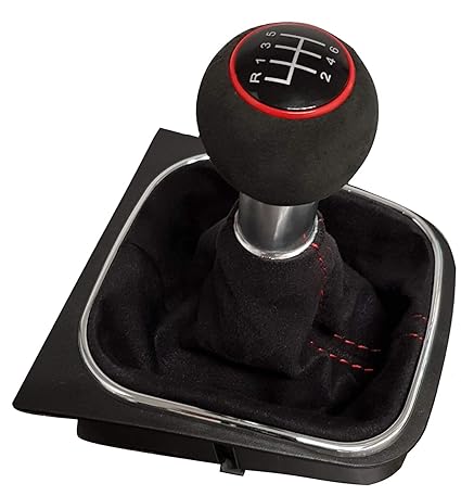 6 GANG ALCANTARA SCHALTKNAUF SCHALTSACK NAHT ROT RK