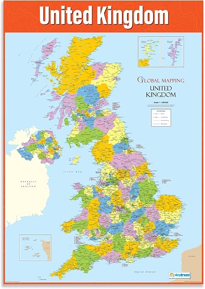 Daydream Education UK Map Poster A1 Gloss Wall Chart Primary & Secondary