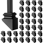 Funrous 48 Pack 1/2 Inch Iron Baluster Shoes with Screw, Satin Black | Square Wrought Iron Baluster Base, Easy Install, Universal Fit, Screw Included, Indoor Outdoor Stair Railing Renovation