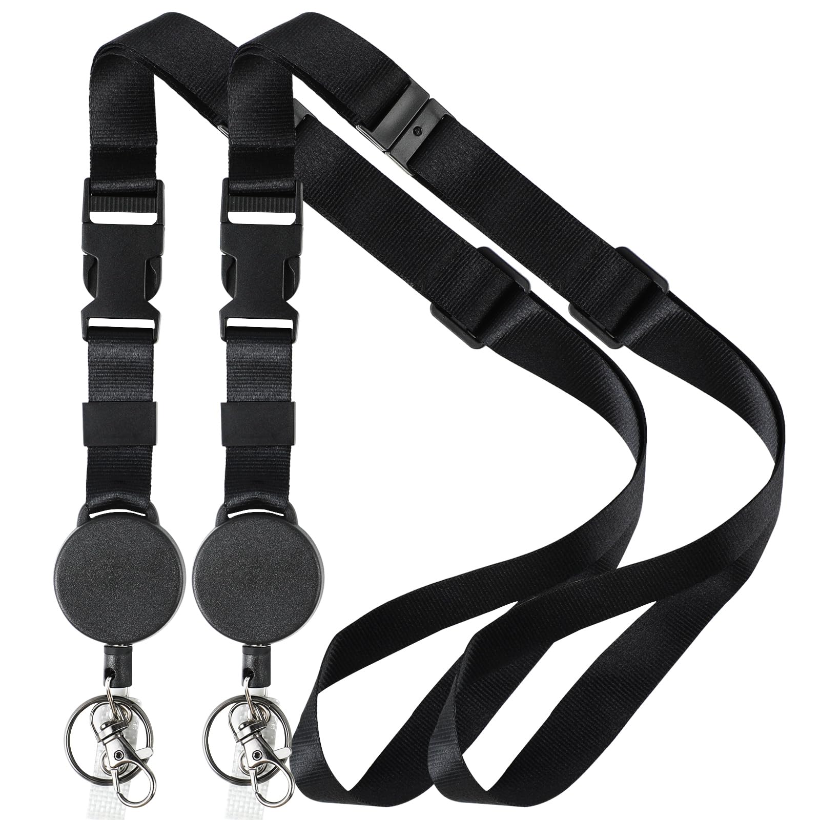 Photo 1 of DELSWIN Heavy Duty Retractable Lanyard - 2 Pack Breakaway Lanyards for ID Badges Keys, Retractable Keychain with Upgraded Badge Reel, Lobster Clip, and Key Ring, 10 oz Retraction