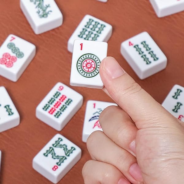 ZGME AMERICAN MAHJONG SET,166 PREMIUM WHITE TILES WITH SOFT BAG AND ACCESSORIES,4 ALL-IN-ONE MAHJONG RACKS WITH PUSHERS,COMPLETE WESTERN MAH JONGG,MAH-JONGG,MA JONG SET