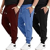 August Alley 3 Pack Men's Joggers Zipper Sweatpants, Athletic Loose Fit Pants Drawstring for Gym Running Soccer with Pockets