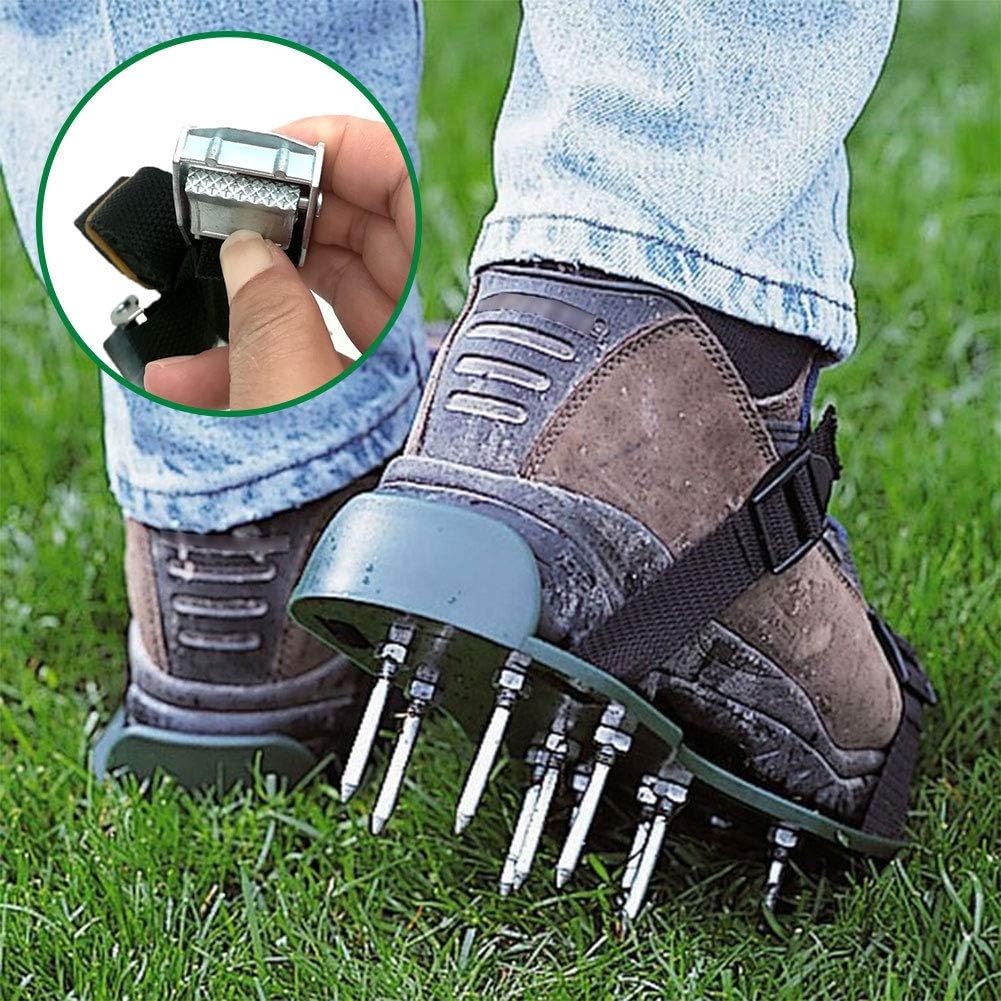 Lawn Aerator Spike Shoes, 4 Universal Adjustable Buckle Straps, 26 Nails Aerating Lawn Sandals