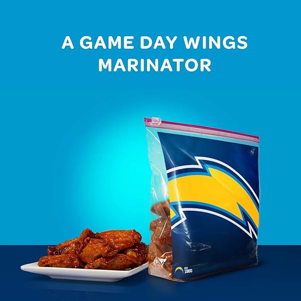 ZIPLOC SLIDER STORAGE GALLON BAG, GREAT FOR GRAB-AND-GO SNACKING, TAILGATING OR HOMEGATING, 20 COUNT- NFL LA CHARGERS