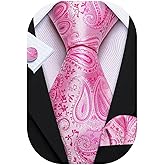 Barry.Wang Paisley Tie Fashion Set Hanky Cufflinks Neckties for Men Woven Silk