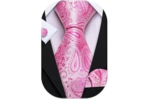 Barry.Wang Paisley Tie Fashion Set Hanky Cufflinks Neckties for Men Woven Silk