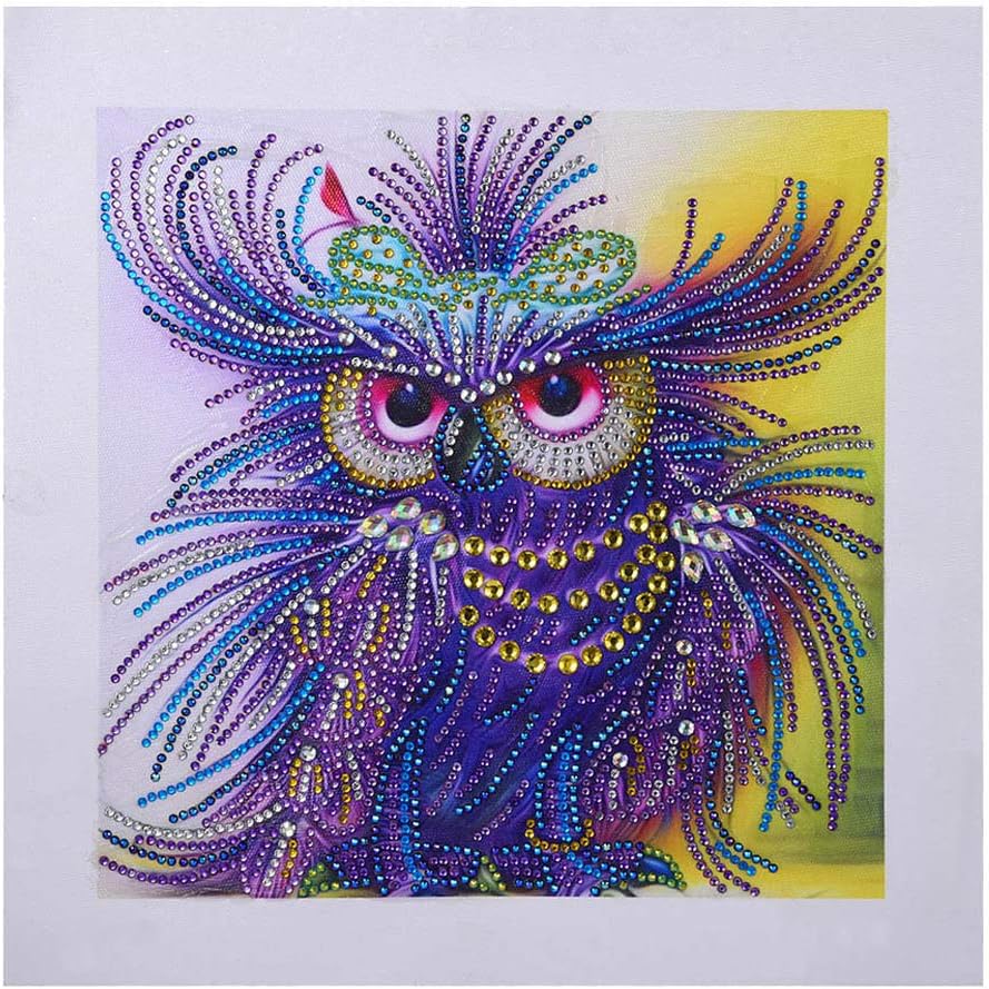 YEESAM ART New Shaped Diamond Painting Full Drill 5D Kits, Colorful Owl