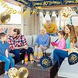DearLives Blue Gold 80th Birthday Decoration Kit Banner Sash Balloons view 7