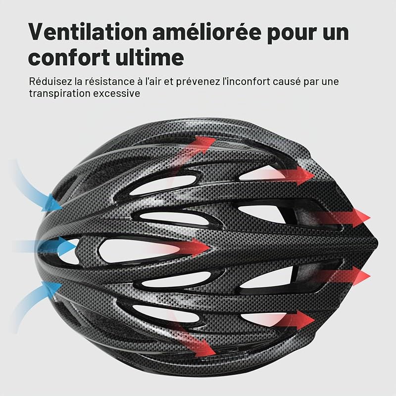 Casque Vélo Adulte, Léger Respirant Homme, Carbone M
