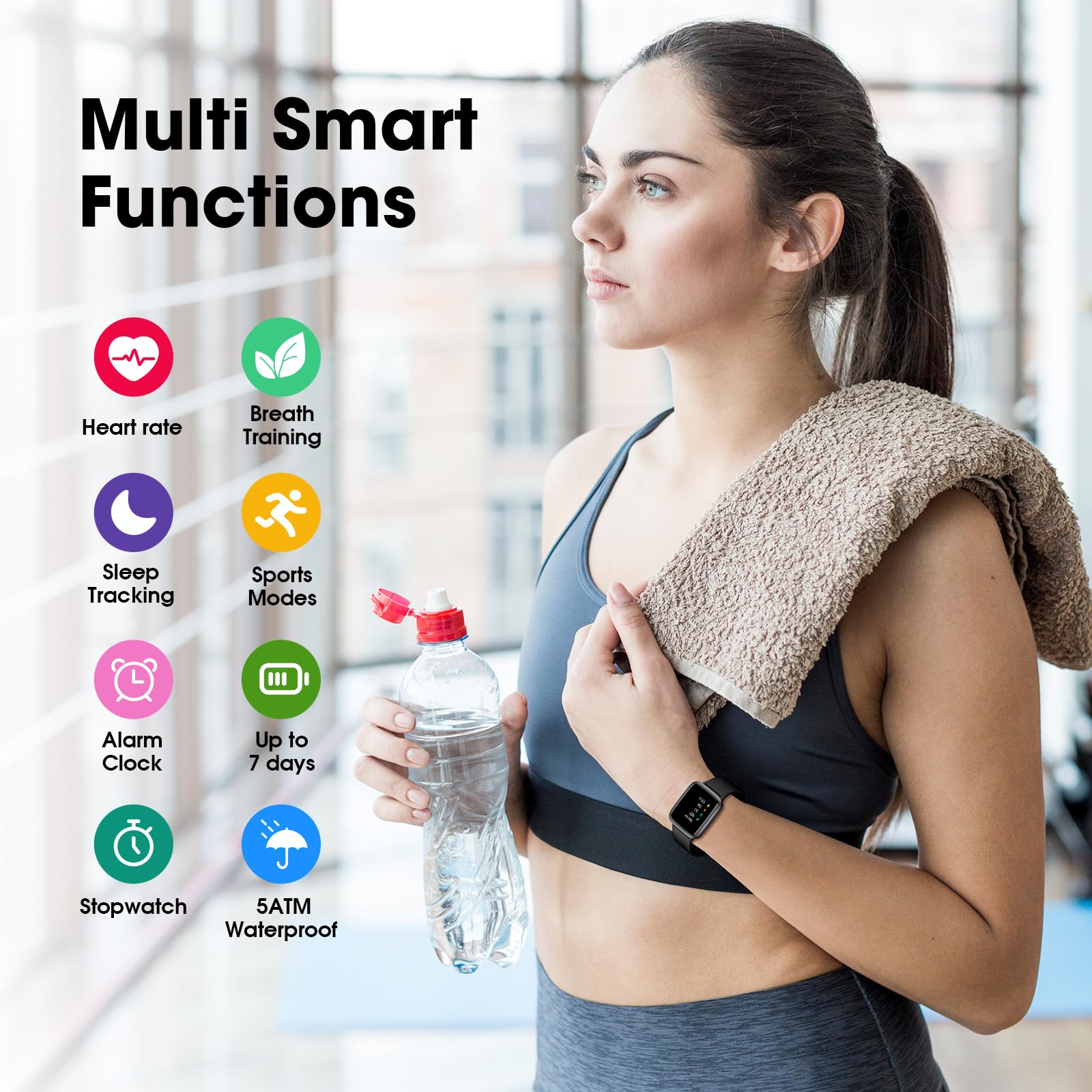 LIVIKEY Fitness Tracker Watch with Heart Rate Monitor, Large Screen Activity Tracker with Pedometer, Sleep Monitor, Calories & Step Counter, 5ATM Waterproof Smart Watch for Women Men Fitness Watch for Sports