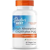 Doctor's Best High Absorption CoQ10 with PQQ Supplement, 60 Veg Capsules | Coenzyme Q10 Caps for Heart Health &amp; Cognitive Support, Naturally Fermented CoQ10 100mg for Women &amp; Men, Non GMO, Vegan