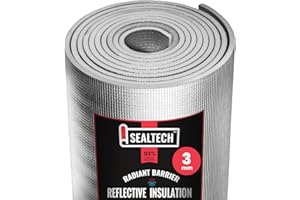 SEALTECH 3mm Reflective Insulation Roll - Premium Foam Core Radiant Barrier for Energy Conservation -Commercial Grade Soundproofing Thermal Shield for Indoor and Outdoor Use (36" X 50')