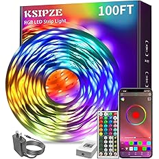 KSIPZE 100ft Led Strip Lights RGB Music Sync Color Changing Led Lights