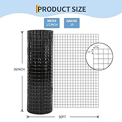 Hardware Cloth 1/2 Inch - 36in x 50ft Black