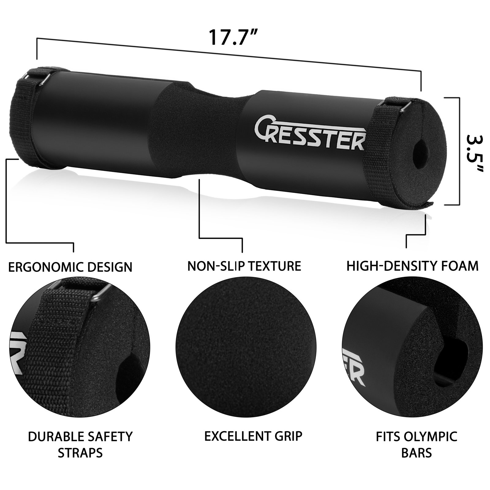 Cresster Barbell Squat Pad And Weight Lifting Wrist Straps Shoulder