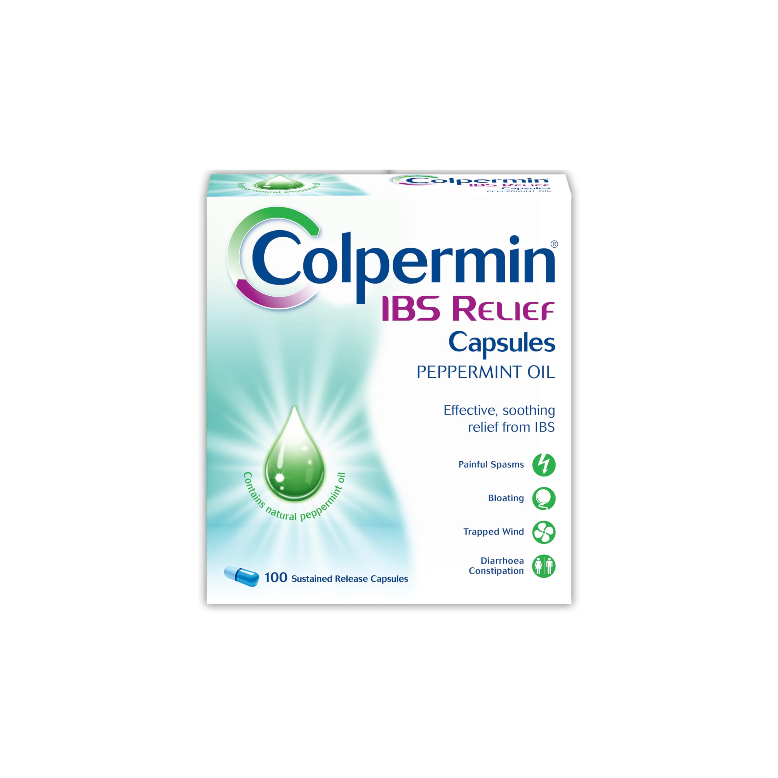 Colpermin IBS Relief - Peppermint Oil Capsules for Irritable Bowel Syndrome – Colpermin Capsules - 100 Pack