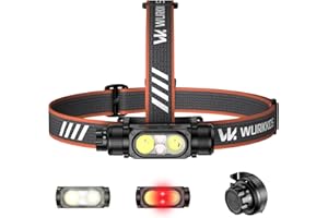 WURKKOS HD17 Headlamp with Red Light 2500Lumen Led Bright Rechargeable Head Lamp 3 Light Source, Magnetic IPX6 Waterproof Hea