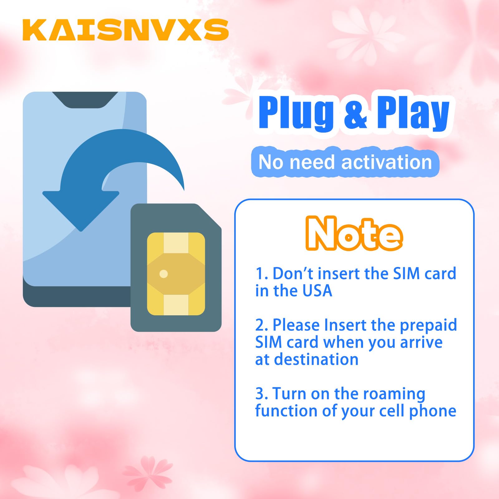 KAISNVXS Prepaid Japan SIM Card for 8 Days 6GB - Plug and Play 4G/5G LTE High Speed Japan Data SIM Card (No Low Speed), Hotspot tethering Supported, Data Use Only, No Calls/SMS